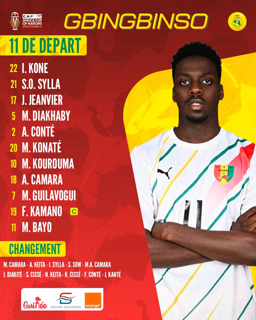 11 de départ Guinée-Cameroun